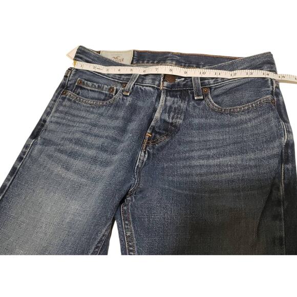 Hollister Dark Washed Button Up Denim Blue Straight Leg Jeans - Size 29 x 32 - Picture 5 of 5